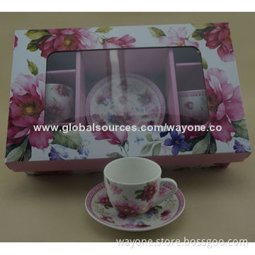 220cc Cup and Saucer Set with 6 Cups and 6 Saucers in Gift Box, 2 Sets are Available, Food-safe